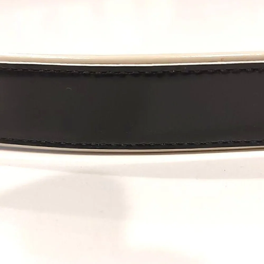 Lauren Ralph Lauren Leather Belt in Black and White Solid Brass Buckle Size L